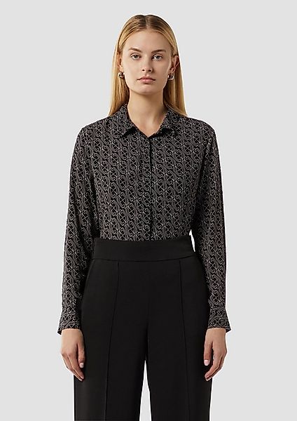 comma Langarmbluse Bluse Viskose-Bluse mit All-over-Print günstig online kaufen