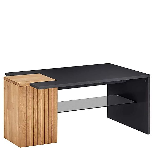 Wohnzimmer Tisch 110 cm breit in Eiche Bianco Anthrazit günstig online kaufen