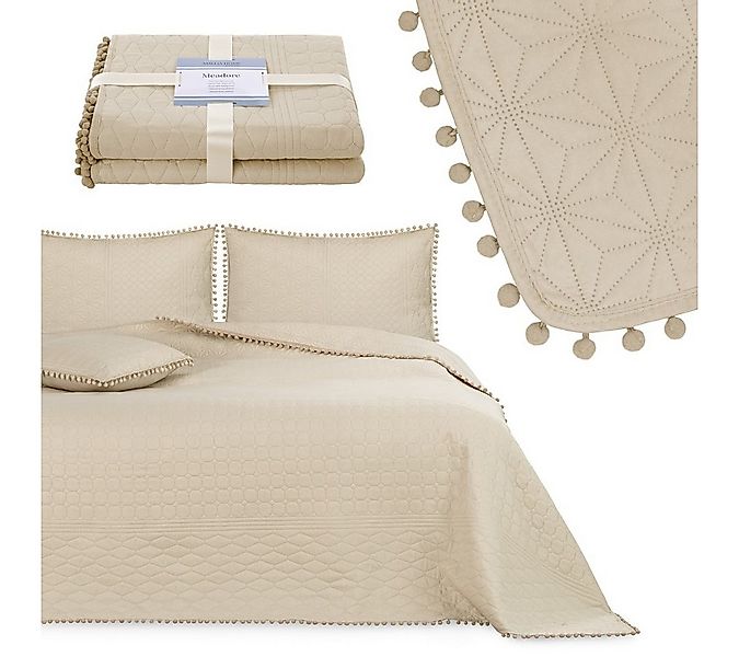 texpot Tagesdecke Wohndecke Pompons und Steppung Wendefunktion günstig online kaufen