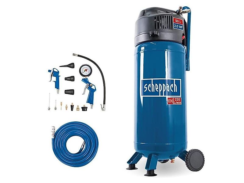 Scheppach Kompressor HC51V, 1500 W, max. 10 bar, 50 l, Set, 15-tlg., 15m Ge günstig online kaufen