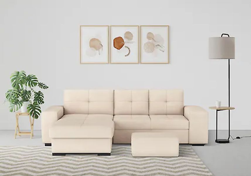 COTTA Ecksofa »Mattina L-Form« mit Hocker, wahlweise mit Bettfunktion & Bet günstig online kaufen