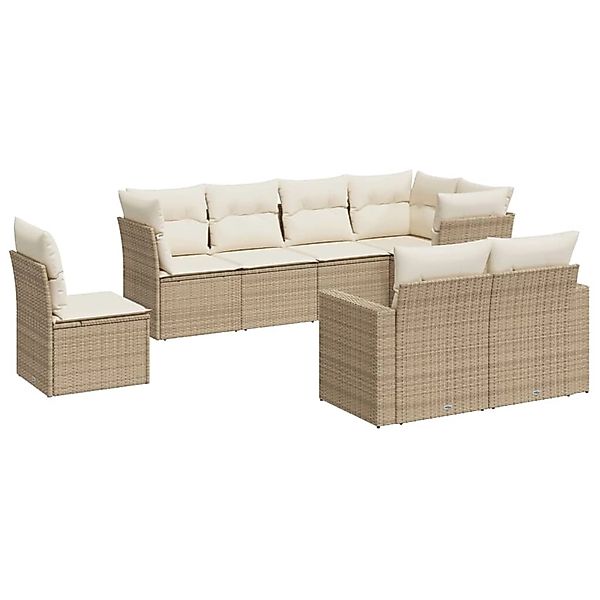 vidaXL 8-Tlg Garten-Sofagarnitur mit Kissen Beige Poly Rattan 3219228 günstig online kaufen