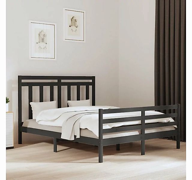 furnicato Bett Massivholzbett Grau 160x200 cm günstig online kaufen
