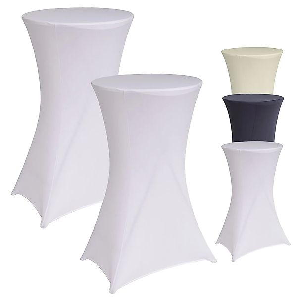 TRUTZHOLM 2er Set Stehtischhusse Husse Bistrotisch Decke 60cm Weiß günstig online kaufen