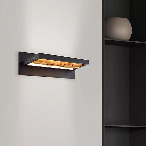 LED Wandleuchte Chaumont in Natur-dunkel und Schwarz 9,5W 930lm günstig online kaufen