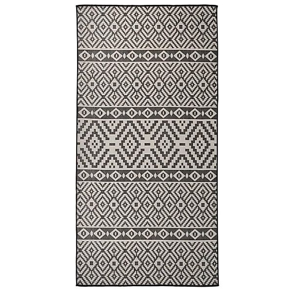 vidaXL Outdoorteppich Flachgewebe 100x200 Cm Schwarz Gestreift 1124020 günstig online kaufen