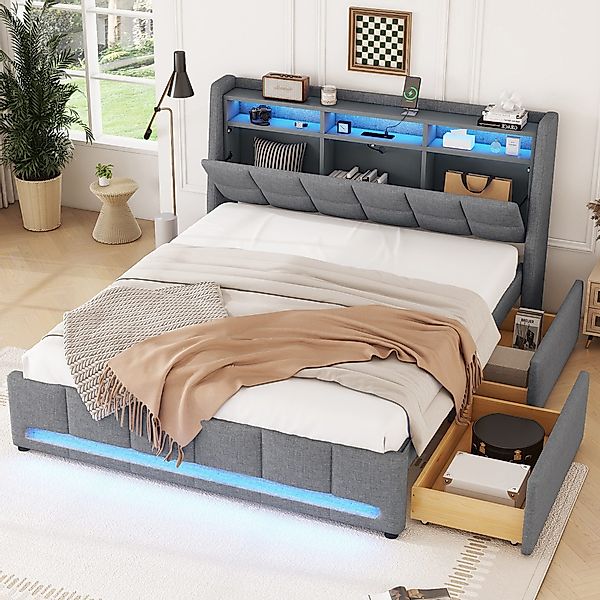HAUSS SPOLE Polsterbett 160x200 mit LED-Licht, günstig online kaufen