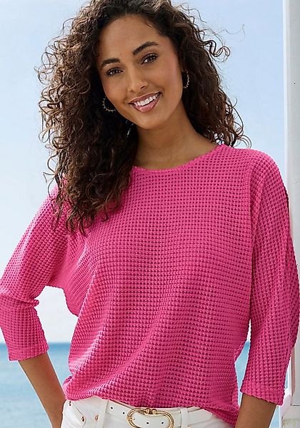 Vivance 3/4-Arm-Shirt aus bügelfreiem Waffelstrick aus bügelfreier Strickqu günstig online kaufen