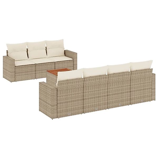 vidaXL 8-Tlg Garten-Sofagarnitur mit Kissen Beige Poly Rattan 3256359 günstig online kaufen