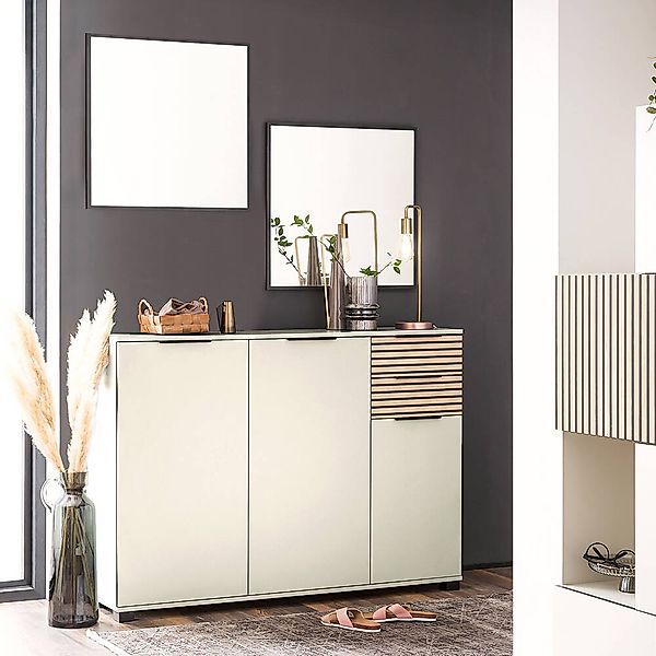 Garderoben Set 3-teilig modern in beige mit Eiche Natur ALTAMURA-80 günstig online kaufen