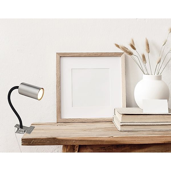 Globo Klemmstrahler Robby 1-flammig Nickel matt 290 x 100 x 415 mm günstig online kaufen