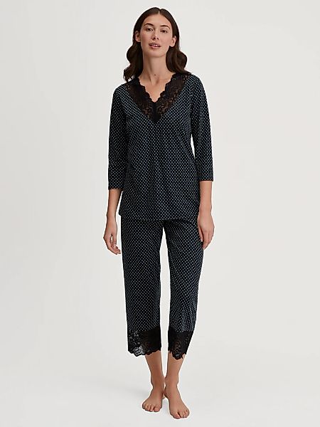 CALIDA Capri-Pyjama "Deep Dreams", (2 tlg.), 7/8-Länge, gepunktet, Spitze, günstig online kaufen