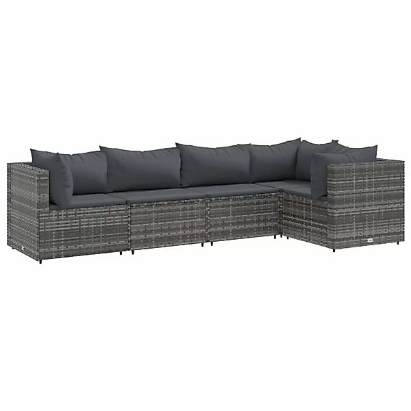 vidaXL 5-tlg Garten-Lounge-Set mit Kissen Grau Poly Rattan Modell 54 günstig online kaufen