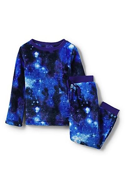 Pyjama-Set aus Plüsch-Fleece, Größe: 134-140, Blau, by Lands' End, Marine G günstig online kaufen