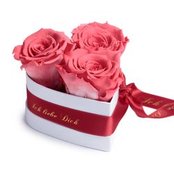Kunstblume Rosenbox Herz 3 infinity Rosen günstig online kaufen