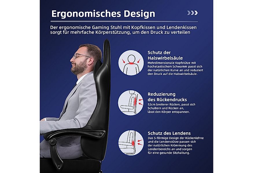 Hiazurm Gaming-Stuhl Gaming Stuhl, Bürostuhl Ergonomisch Wippfunktion bis z günstig online kaufen