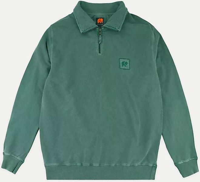 Trendsplant Rundhalspullover Sauce Loopback Pigment Dyed Half Zip Sweater F günstig online kaufen