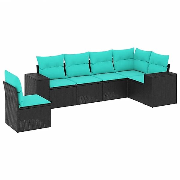 vidaXL 6-Tlg Gartensofa-Set mit Kissen Schwarz Polyrattan 3222626 günstig online kaufen
