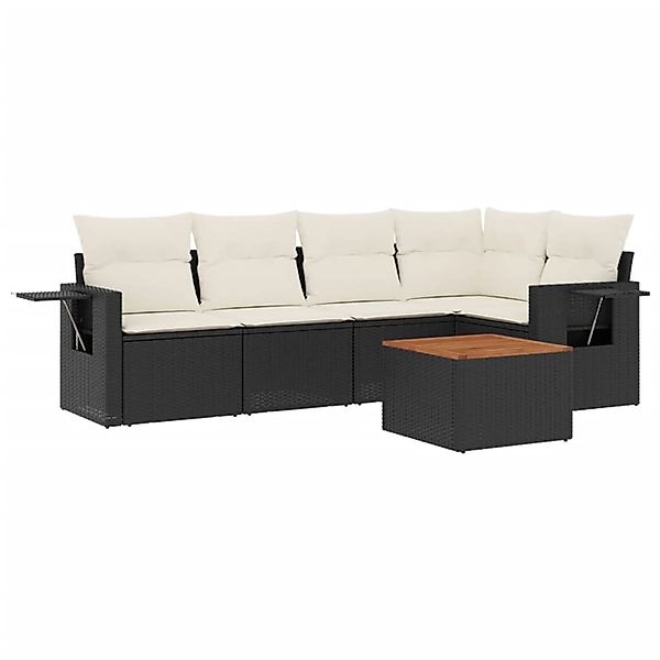 vidaXL 6-Tlg Garten-Sofagarnitur mit Kissen Schwarz Poly Rattan 3256882 günstig online kaufen