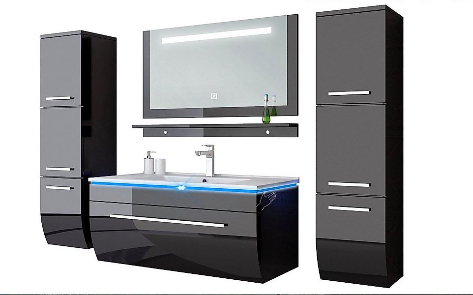 Homeline Badmöbel-Set Badmöbel Set Hochglanz lackiert LED System tauschsyst günstig online kaufen