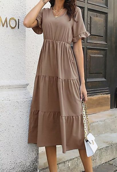 SEGUEN Sommerkleid Rüschenkleid mit kurzen Ärmeln und V-Ausschnitt Layered günstig online kaufen