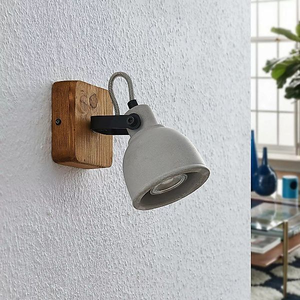 Lindby Mitis Spot aus Holz und Beton 2er-Set günstig online kaufen