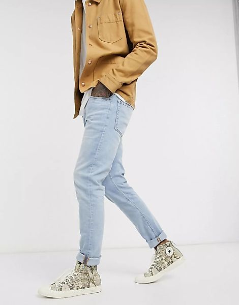 ASOS DESIGN – Schmale Stretch-Jeans in hellblauer Retro-Waschung günstig online kaufen