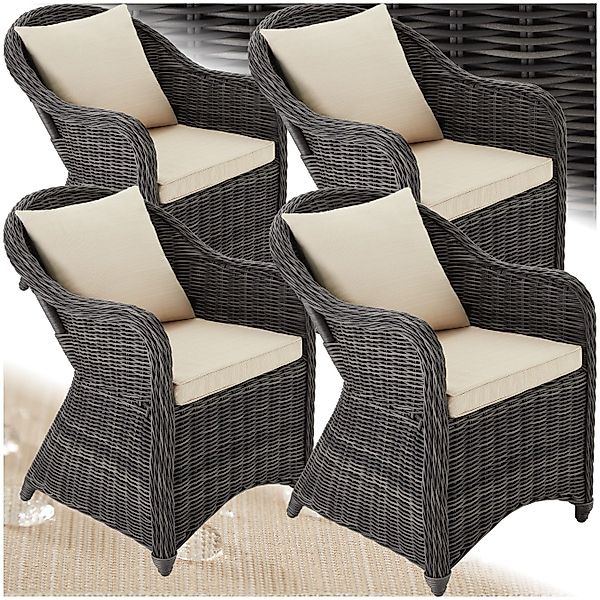 tectake Rattanstuhl 4er Set Rattansessel (Set, günstig online kaufen