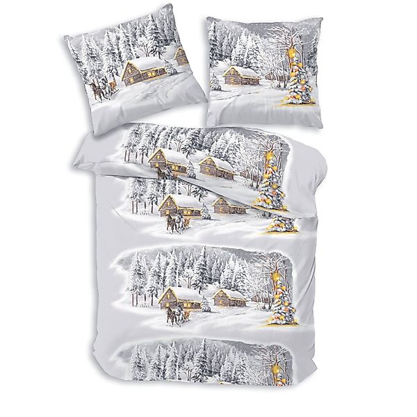 LINKHOFF Bettwäsche Biber Bettwäsche 135x200 / 155x220 Rentiere in Winterla günstig online kaufen