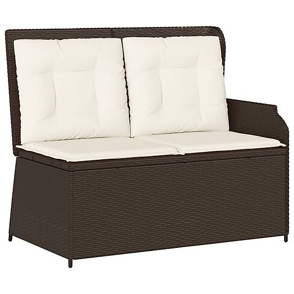 vidaXL Loungesofa Gartenbank Verstellbar mit Kissen Braun Poly Rattan, 1 Te günstig online kaufen