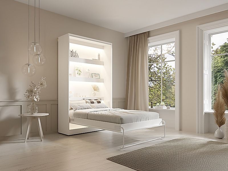 Schrankbett + Matratze - 120 x 200 cm - Manuelle vertikale Öffnung - Mit LE günstig online kaufen