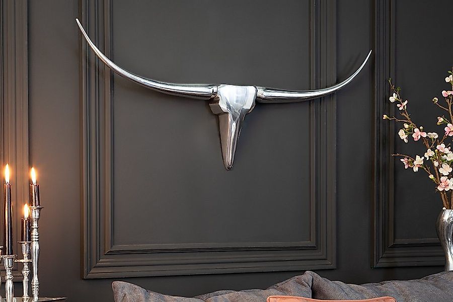 riess-ambiente Wanddekoobjekt BULL L 100cm silber, Stierkopf · Modern Desig günstig online kaufen
