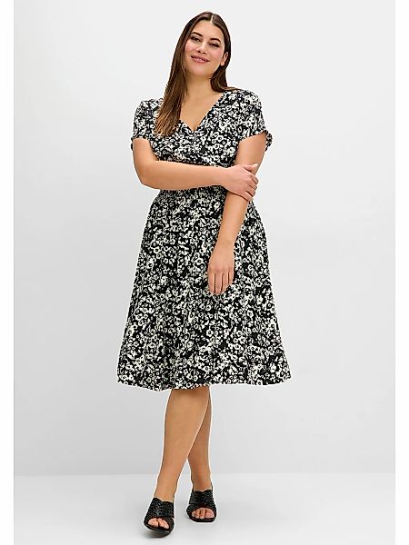 Sheego Sommerkleid "Große Größen", mit Smokbund und weitem Rock günstig online kaufen