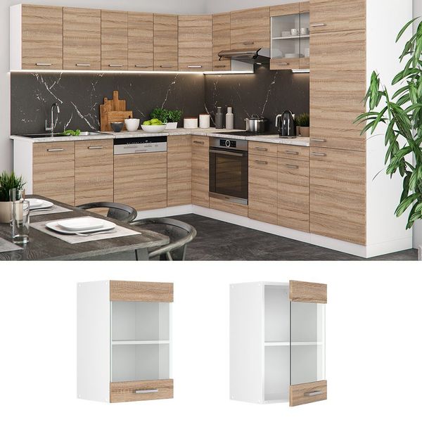 Vicco Glashängeschrank R-Line, Sonoma/Weiß, 40 cm günstig online kaufen