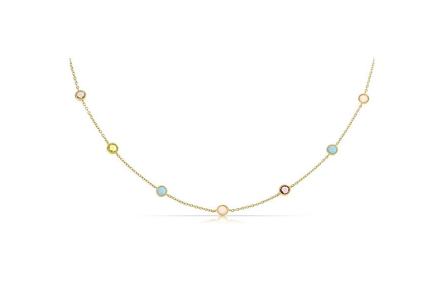 Made by Nami Silberkette Damen Gold mit bunten Edelsteinen aus Sterling Sil günstig online kaufen