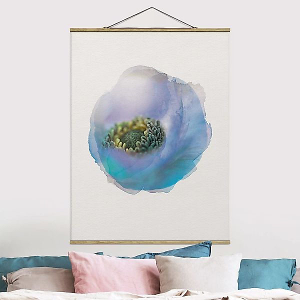 Stoffbild Blumen mit Posterleisten - Hochformat Wasserfarben - Anemone auf günstig online kaufen
