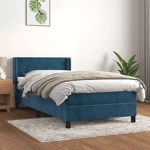 Vidaxl Boxspringbett Mit Matratze Dunkelblau 100x200 Cm Samt günstig online kaufen