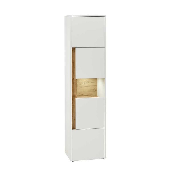 Esszimmer Vitrine in Weiß und Wildeiche Optik 3 türig günstig online kaufen