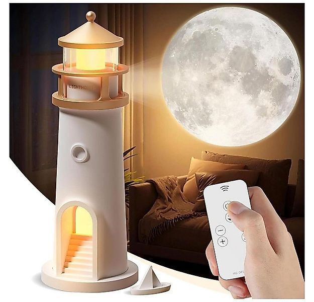 QUBEBU LED Nachtlicht LED Leuchtturm Lampe, Mondprojektion Leuchtturm Lampe günstig online kaufen