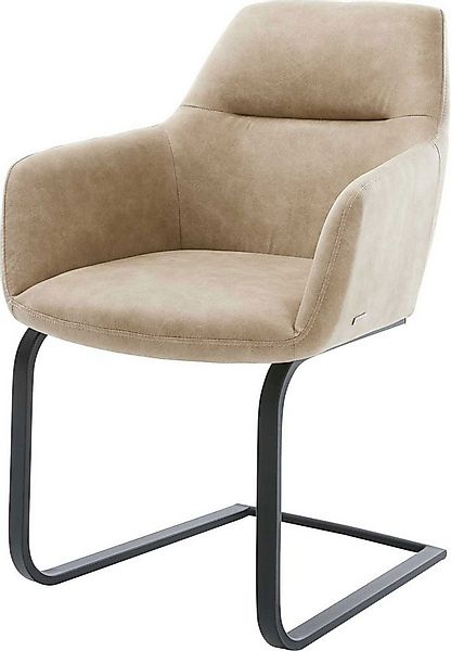 DELIFE Polsterstuhl Pejo-Flex, Freischwinger flach Schwarz Mikrofaser Beige günstig online kaufen