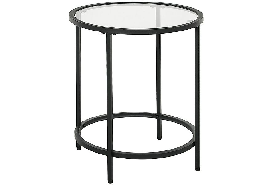 HOMCOM Beistelltisch mit Tischplatte aus Glas, Metallrahmen (Wohnzimmertisc günstig online kaufen