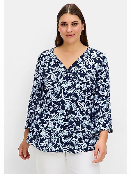 Sheego Druckbluse "Große Größen", mit 3/4-Trompetenärmeln günstig online kaufen