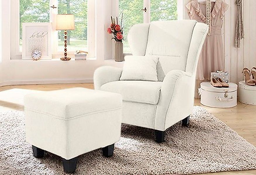 Home affaire Ohrensessel Oliver, Ohrensess,mit Hocker,Zierkissen,Klassische günstig online kaufen