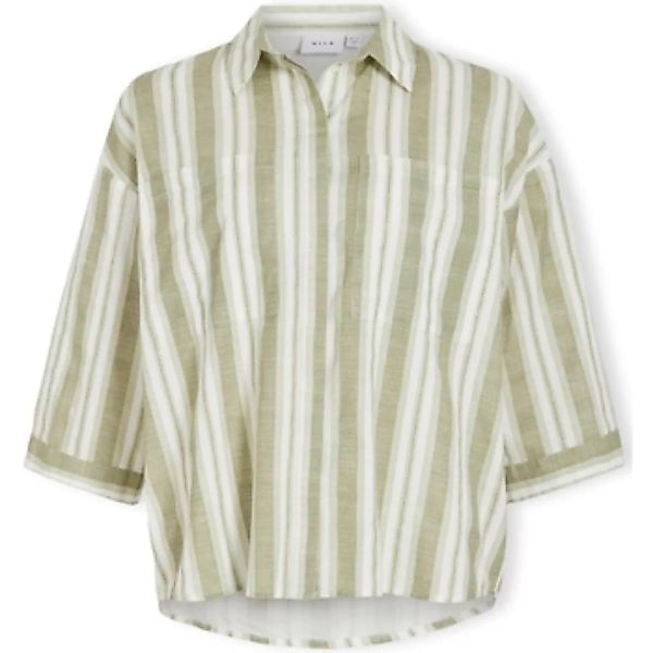 Vila  Blusen Etni 3/4 Oversize Shirt - Egret/Oil Green günstig online kaufen