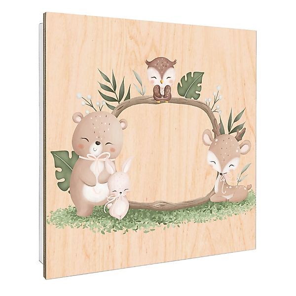 Banjado Großer Schlüsselbox Holz 30x30cm Weiß Scharnier Rechts 50 Haken Sch günstig online kaufen