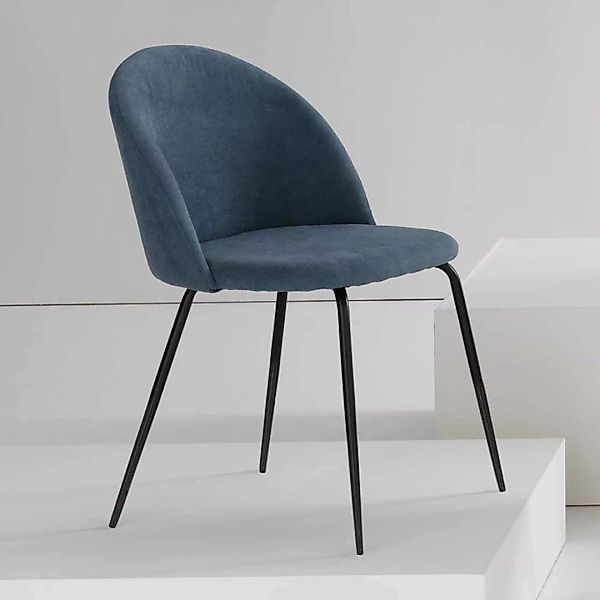 Cocktail Stühle in Blaugrau Webstoff Gestell aus Metall (2er Set) günstig online kaufen