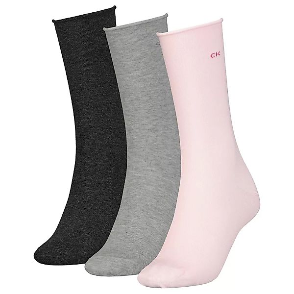 Calvin Klein Roll Top Socken 3 Paare One Size Pink günstig online kaufen