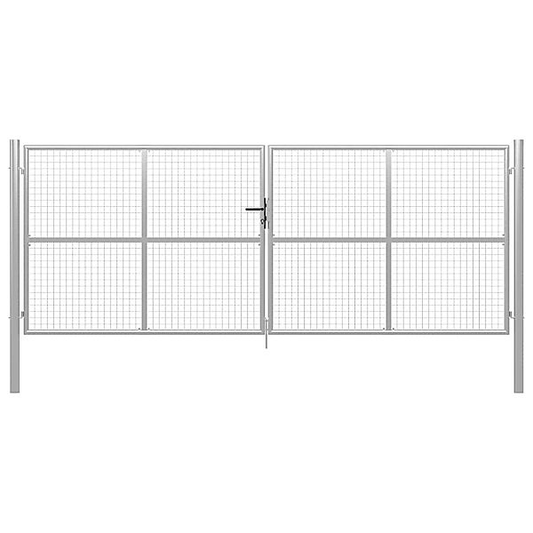 vidaXL Gartentor Verzinkter Stahl 415 x 150 cm Silber 144301 günstig online kaufen
