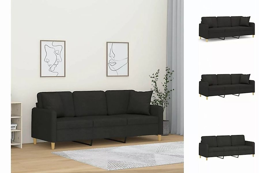 vidaXL Sofa 3-Sitzer-Sofa mit Zierkissen Schwarz 180 cm Stoff günstig online kaufen