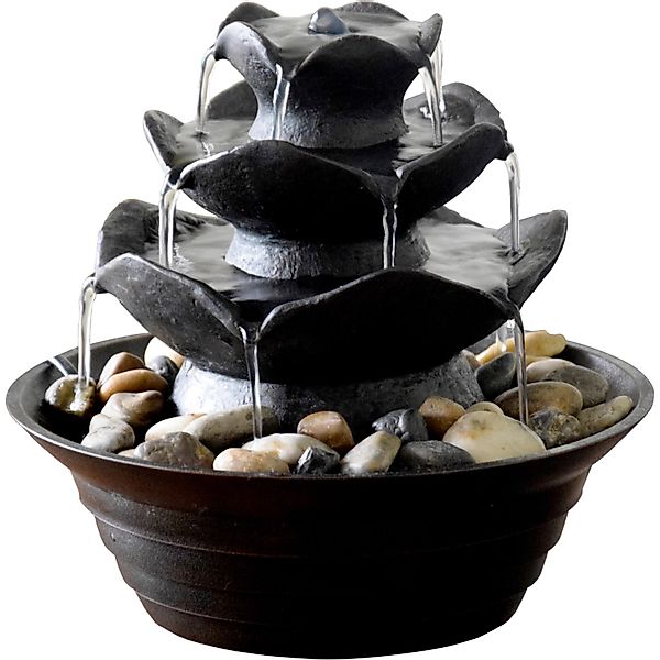 dobar Gartenbrunnen Design-Zimmerbrunnen mit Deko-Steinen günstig online kaufen